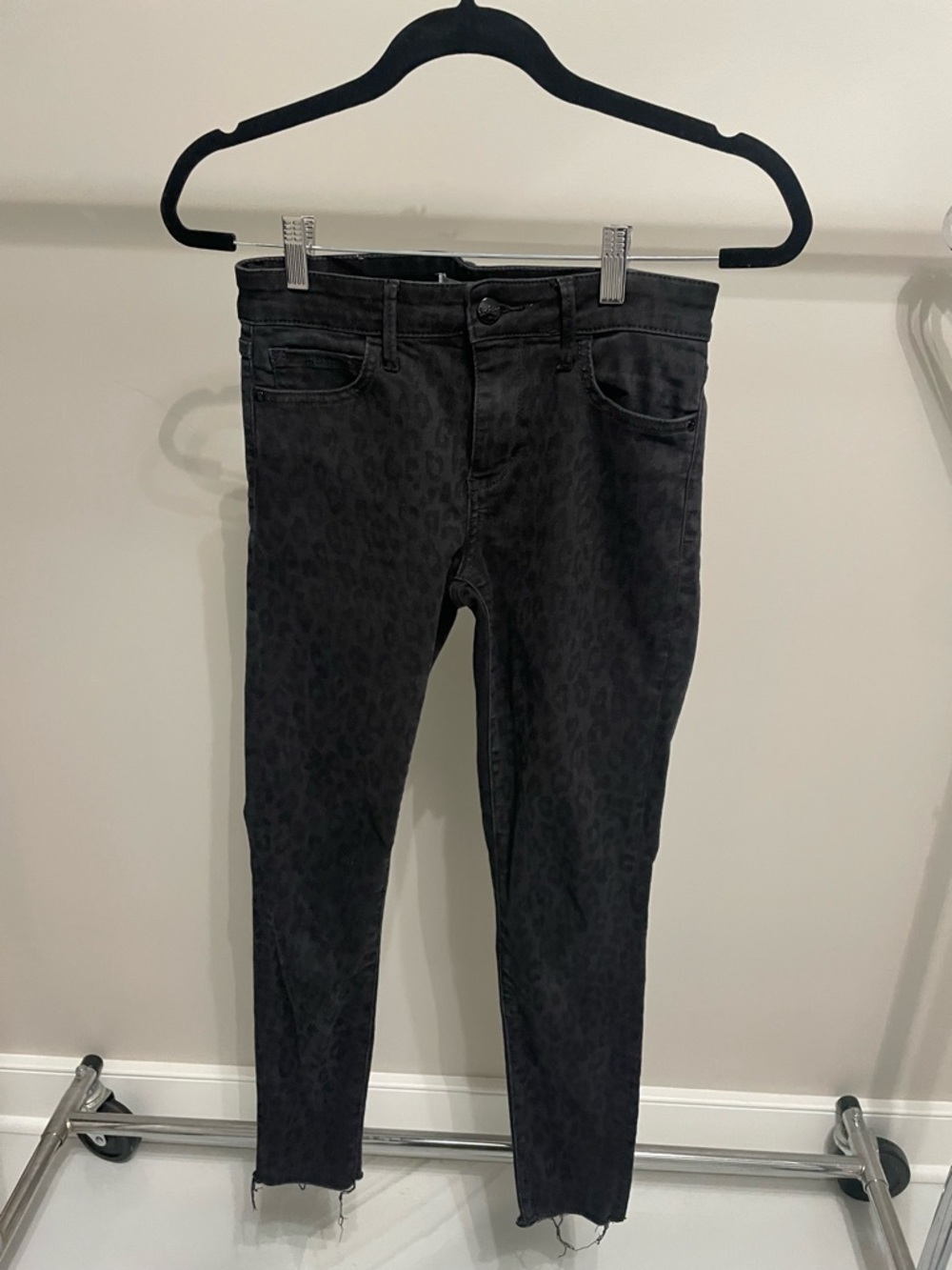 Sam Edelman Black Leopard-Print Skinny Jeans - The Kitten Mid Rise Skinny